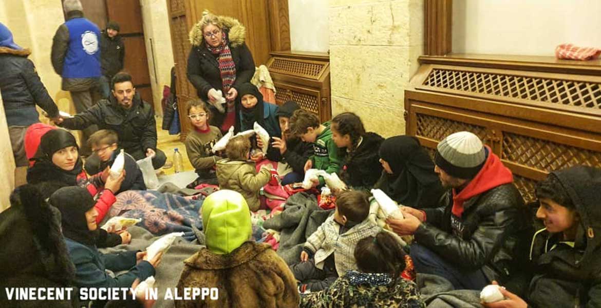 Ein Foto der Vincent Society in Aleppo. Menschen im Erdbebengebiet erhalten Hilfe von missio-Partnern
