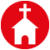Icon für "Glauben leben": zu sehen ist eine gezeichnete Kirche.