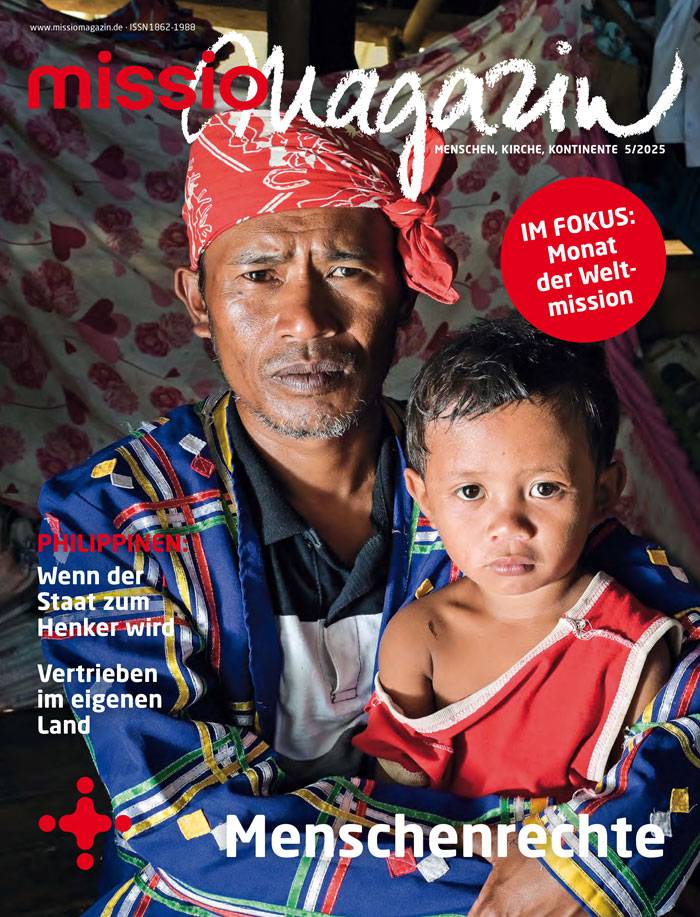Titelbild missio magazin Ausgabe 5/2025 – Schwerpunkt Menschenrechte. Im Fokus ist der Monat der Weltmission mit dem Schwerpunktland Philippinen.