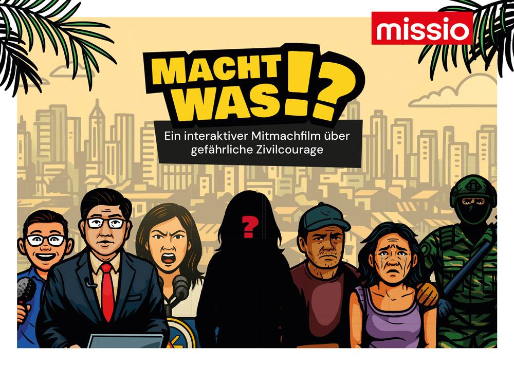 Titel des Flyers zum animierten Mitmachfilm "Macht was?!"